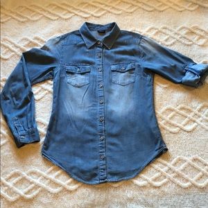 Denim chambray button up shirt